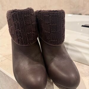 UGG Dark Brown Boots with Knit Detail